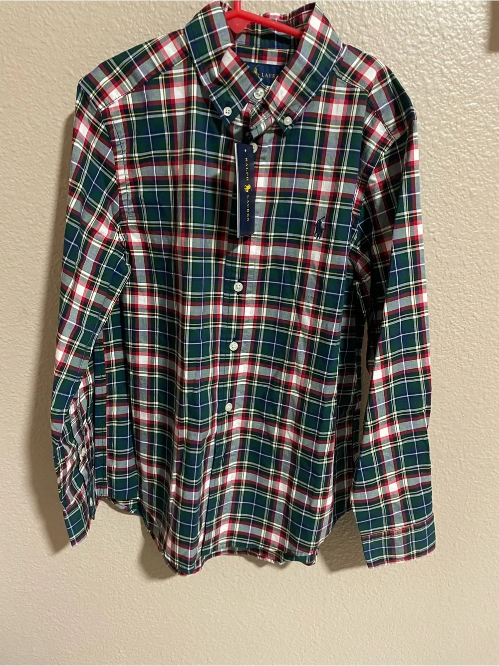 Polo Ralph Lauren Green Red White Plaid Button-Down Shirt